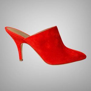 Hermes NIB Mule May 90 Cornaline Calf Suede Pumps Shoes EU 38 Made in Italy